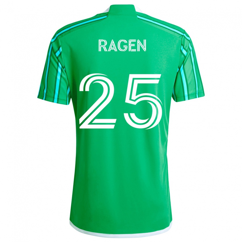 Kandiny Niño Camiseta Jackson Ragen #25 Verde Blanco 1ª Equipación 2024/25 La Camisa Chile