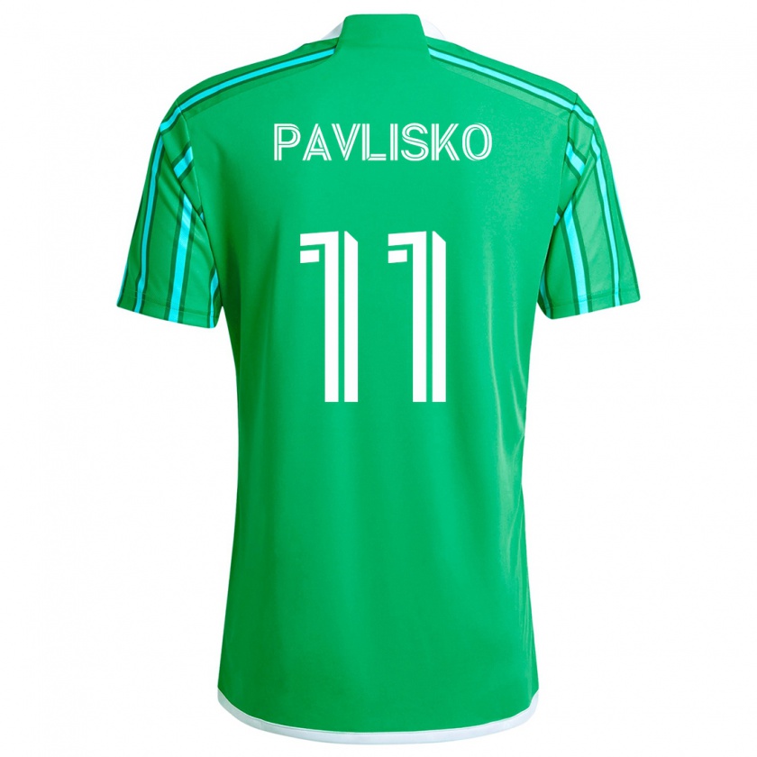 Kandiny Niño Camiseta Kirsten Pavlisko #11 Verde Blanco 1ª Equipación 2024/25 La Camisa Chile