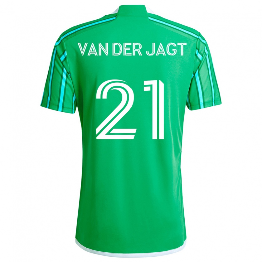 Kandiny Niño Camiseta Olivia Van Der Jagt #21 Verde Blanco 1ª Equipación 2024/25 La Camisa Chile