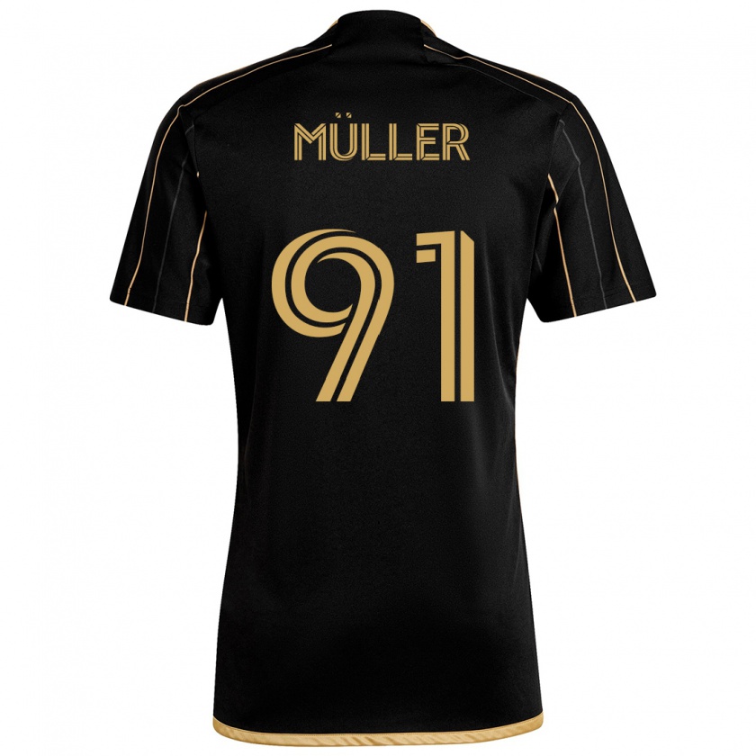 Kandiny Niño Camiseta Luis Müller #91 Oro Negro 1ª Equipación 2024/25 La Camisa Chile