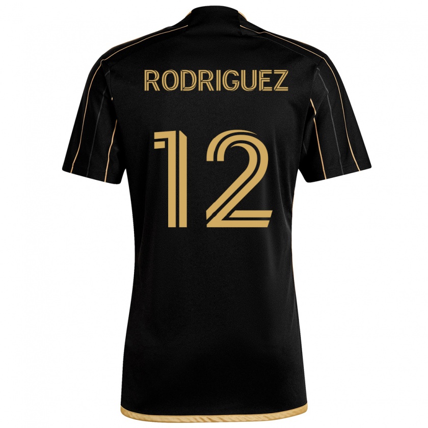 Kandiny Niño Camiseta Jeremi Rodríguez #12 Oro Negro 1ª Equipación 2024/25 La Camisa Chile