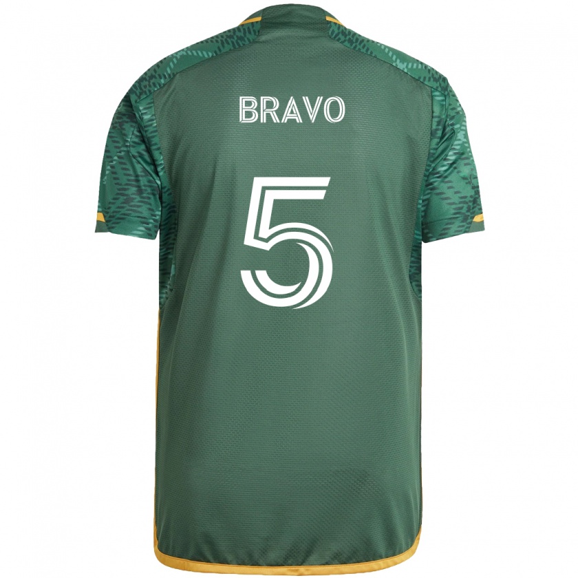 Kandiny Niño Camiseta Claudio Bravo #5 Verde Naranja 1ª Equipación 2024/25 La Camisa Chile