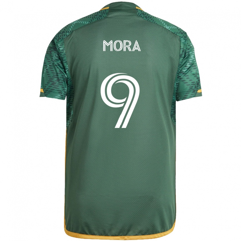 Kandiny Niño Camiseta Felipe Mora #9 Verde Naranja 1ª Equipación 2024/25 La Camisa Chile