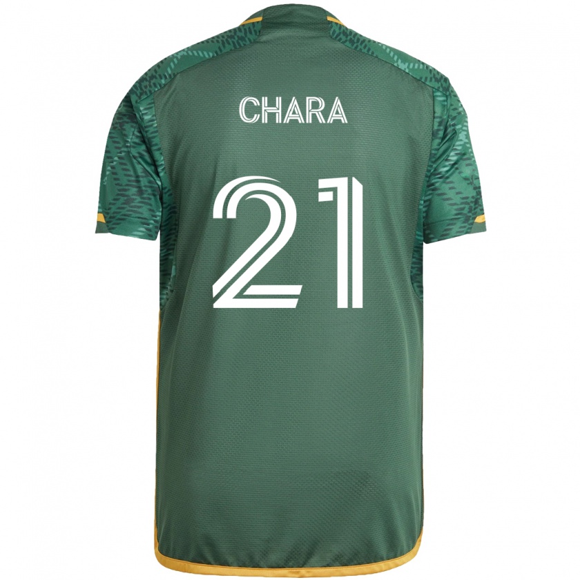 Kandiny Niño Camiseta Diego Chará #21 Verde Naranja 1ª Equipación 2024/25 La Camisa Chile