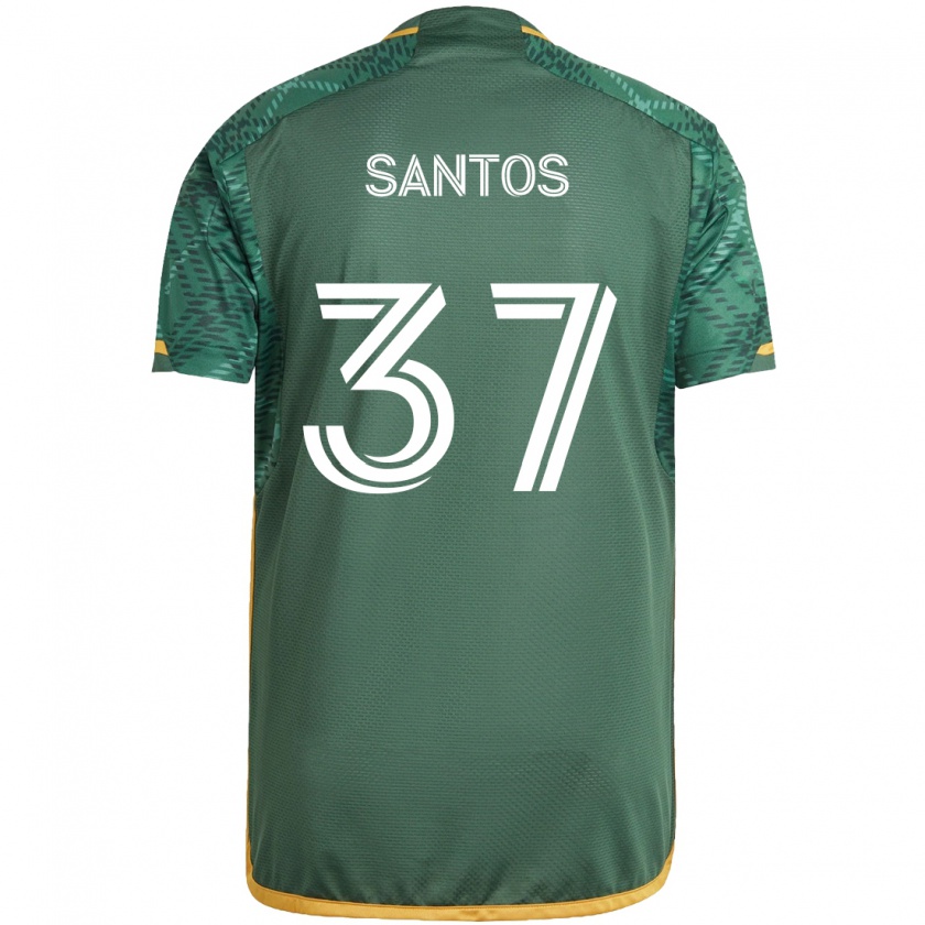 Kandiny Niño Camiseta Noah Santos #37 Verde Naranja 1ª Equipación 2024/25 La Camisa Chile