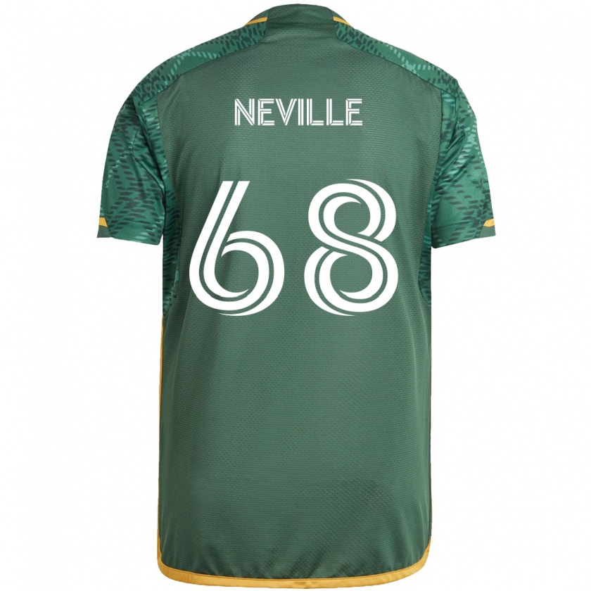 Kandiny Niño Camiseta Harvey Neville #68 Verde Naranja 1ª Equipación 2024/25 La Camisa Chile