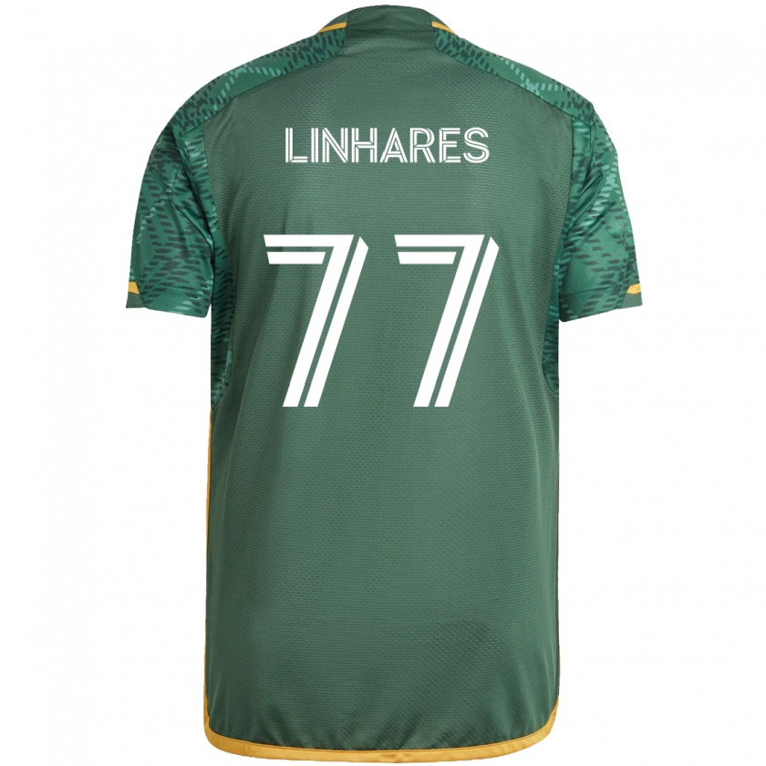 Kandiny Niño Camiseta Kyle Linhares #77 Verde Naranja 1ª Equipación 2024/25 La Camisa Chile