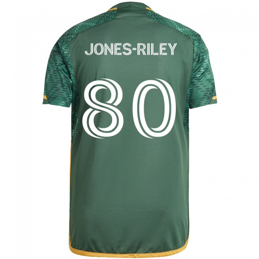 Kandiny Niño Camiseta Jaden Jones-Riley #80 Verde Naranja 1ª Equipación 2024/25 La Camisa Chile