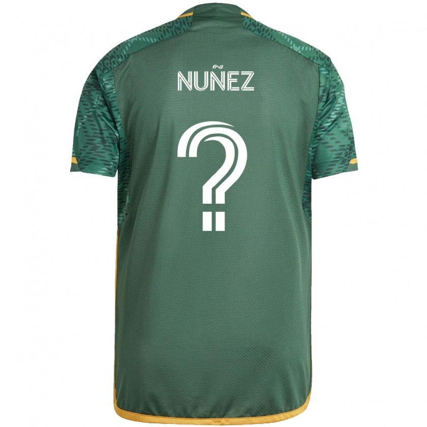 Kandiny Niño Camiseta Daniel Nuñez #0 Verde Naranja 1ª Equipación 2024/25 La Camisa Chile