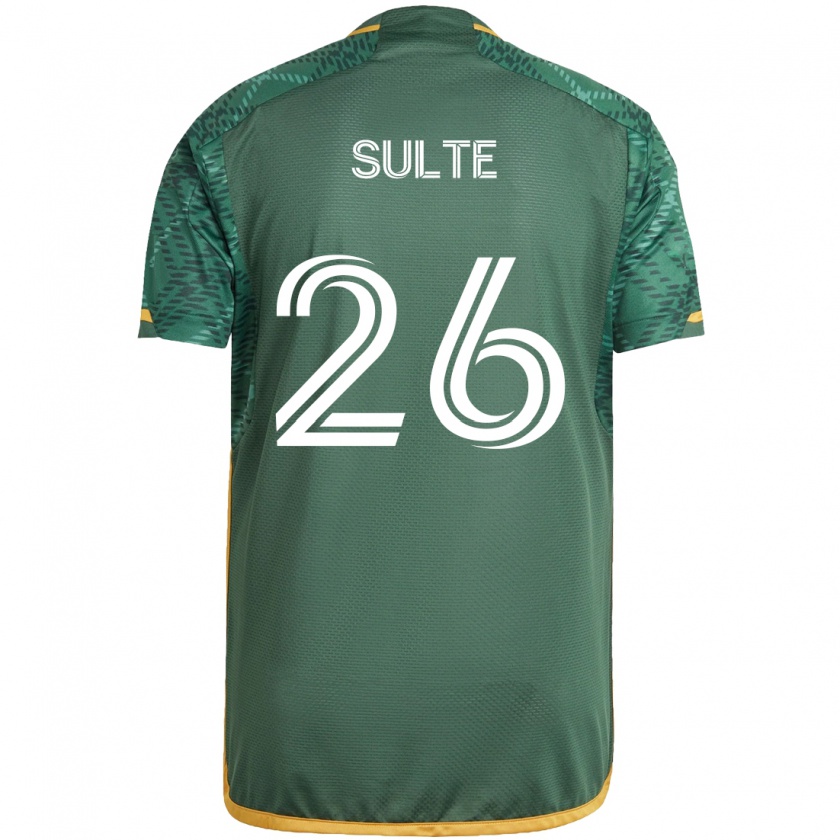 Kandiny Niño Camiseta Hunter Sulte #26 Verde Naranja 1ª Equipación 2024/25 La Camisa Chile