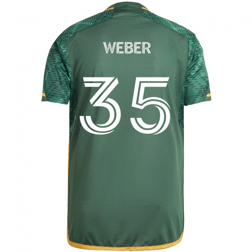 Kandiny Niño Camiseta Tristan Weber #35 Verde Naranja 1ª Equipación 2024/25 La Camisa Chile