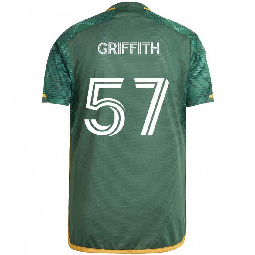 Kandiny Niño Camiseta Víctor Griffith #57 Verde Naranja 1ª Equipación 2024/25 La Camisa Chile