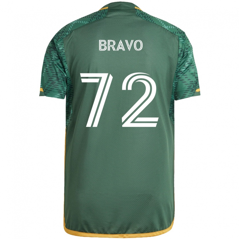 Kandiny Niño Camiseta Julian Bravo #72 Verde Naranja 1ª Equipación 2024/25 La Camisa Chile