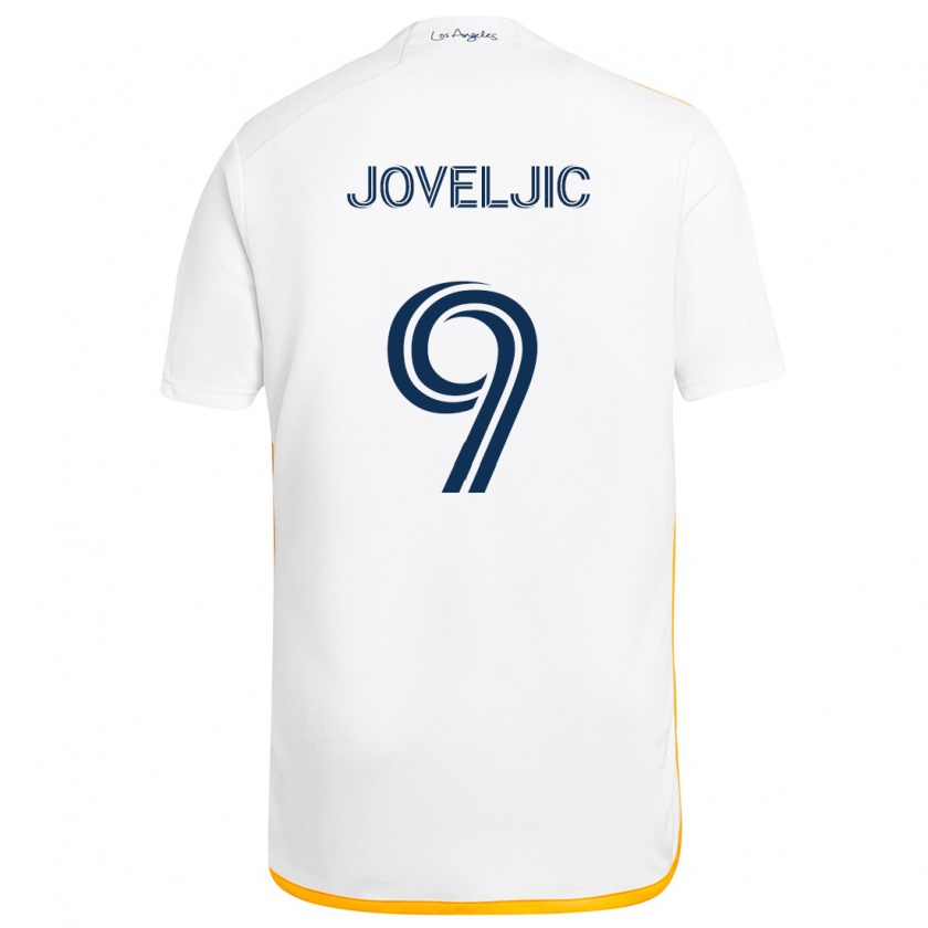 Kandiny Niño Camiseta Dejan Joveljic #9 Blanco Amarillo 1ª Equipación 2024/25 La Camisa Chile