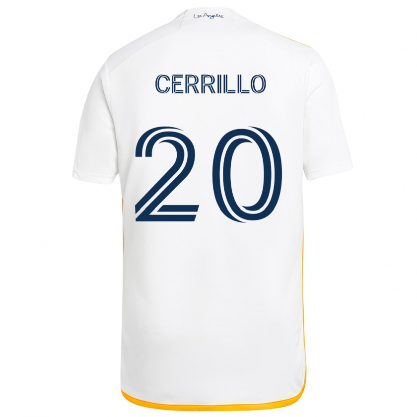 Kandiny Niño Camiseta Edwin Cerrillo #20 Blanco Amarillo 1ª Equipación 2024/25 La Camisa Chile