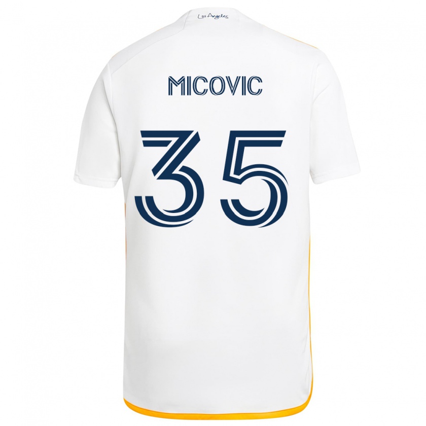 Kandiny Niño Camiseta Novak Micovic #35 Blanco Amarillo 1ª Equipación 2024/25 La Camisa Chile