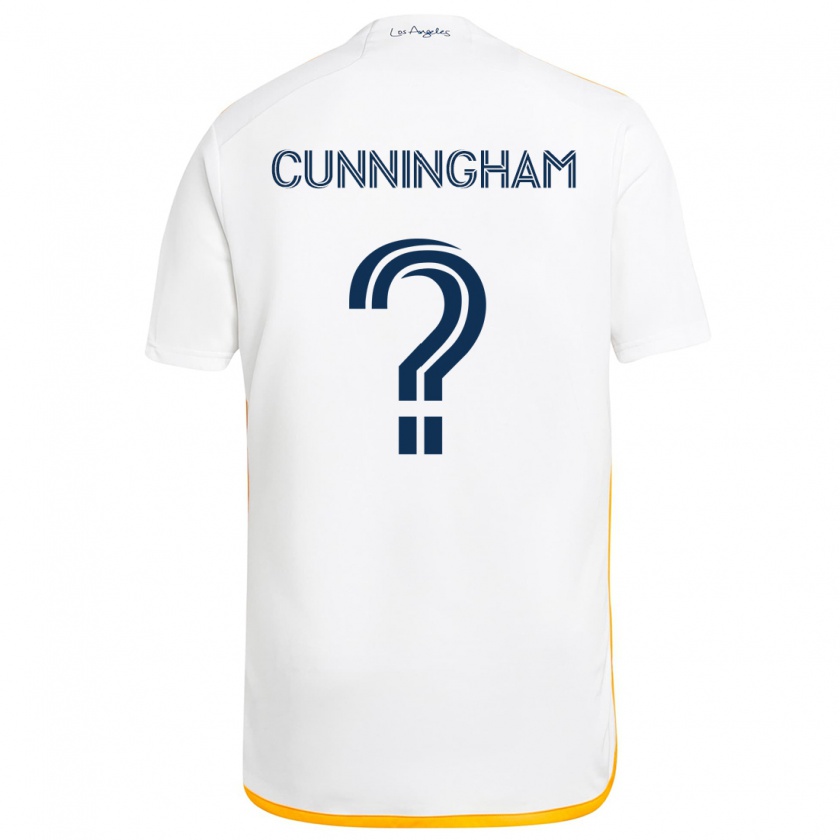 Kandiny Niño Camiseta Joaquin Cunningham #0 Blanco Amarillo 1ª Equipación 2024/25 La Camisa Chile