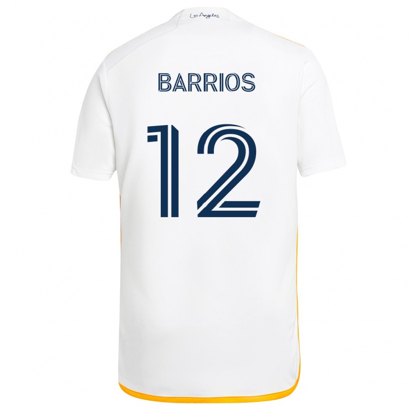 Kandiny Niño Camiseta Michael Barrios #12 Blanco Amarillo 1ª Equipación 2024/25 La Camisa Chile