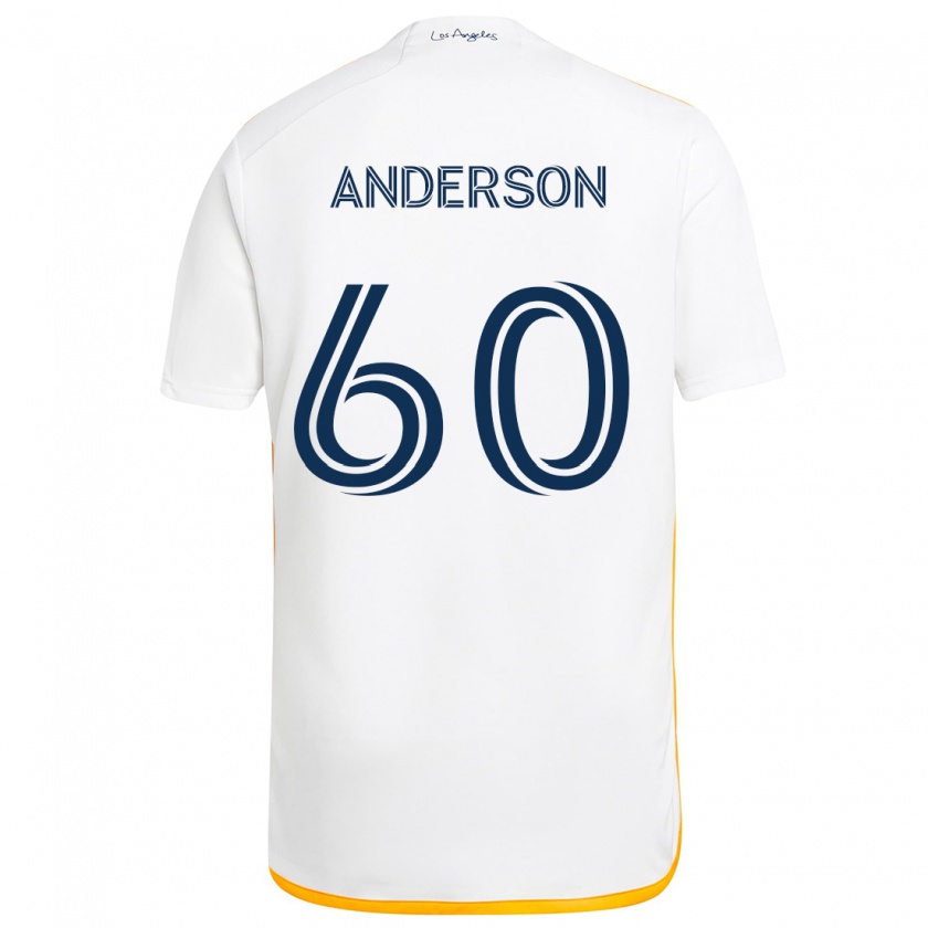 Kandiny Niño Camiseta Nolan Anderson #60 Blanco Amarillo 1ª Equipación 2024/25 La Camisa Chile