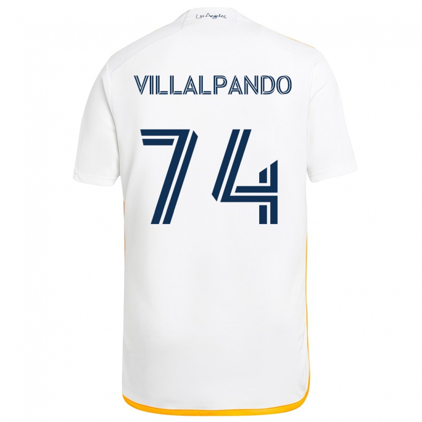 Kandiny Niño Camiseta Sergio Villalpando #74 Blanco Amarillo 1ª Equipación 2024/25 La Camisa Chile