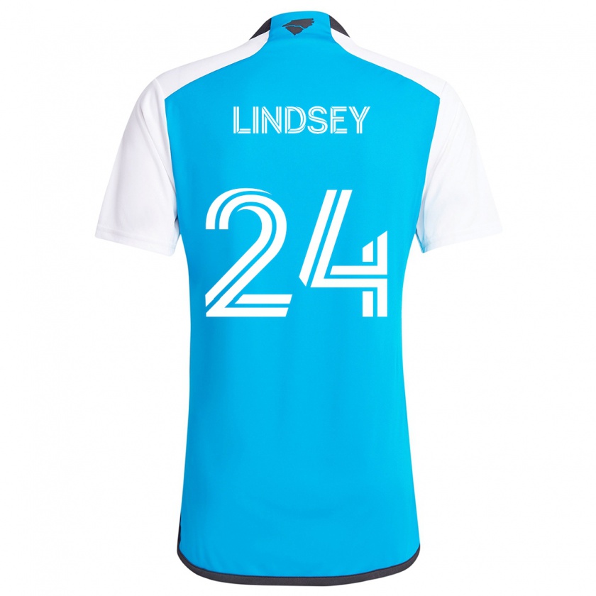 Kandiny Niño Camiseta Jaylin Lindsey #24 Azul Blanco 1ª Equipación 2024/25 La Camisa Chile