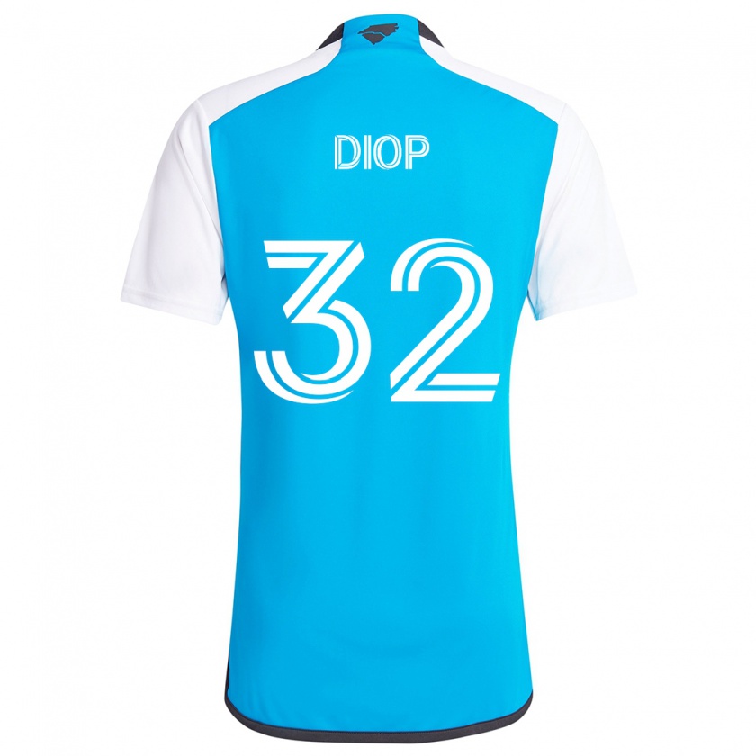 Kandiny Niño Camiseta Hamady Diop #32 Azul Blanco 1ª Equipación 2024/25 La Camisa Chile