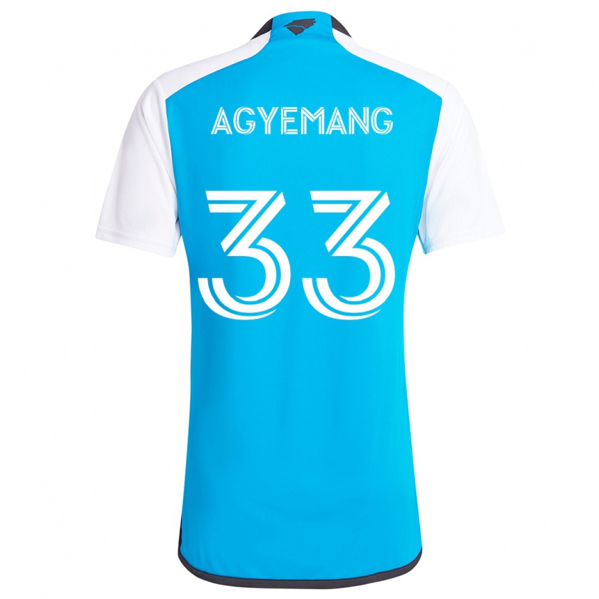 Kandiny Niño Camiseta Patrick Agyemang #33 Azul Blanco 1ª Equipación 2024/25 La Camisa Chile