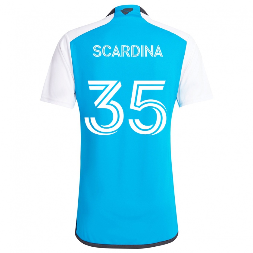 Kandiny Niño Camiseta Nick Scardina #35 Azul Blanco 1ª Equipación 2024/25 La Camisa Chile