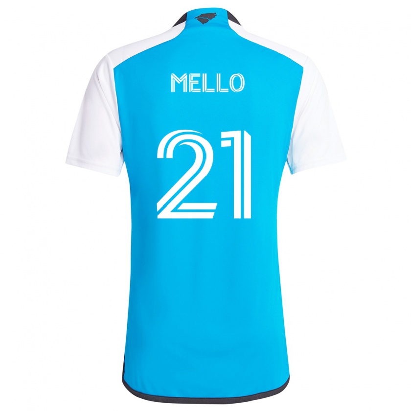 Kandiny Niño Camiseta Vinicius Mello #21 Azul Blanco 1ª Equipación 2024/25 La Camisa Chile