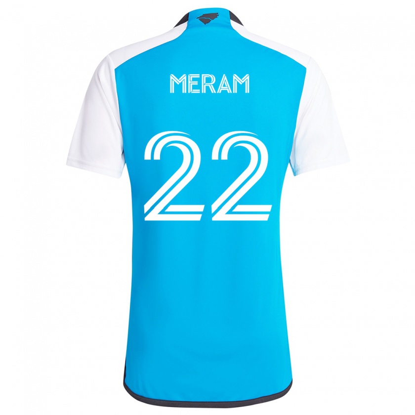 Kandiny Niño Camiseta Justin Meram #22 Azul Blanco 1ª Equipación 2024/25 La Camisa Chile