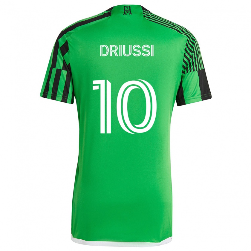 Kandiny Niño Camiseta Sebastián Driussi #10 Verde Negro 1ª Equipación 2024/25 La Camisa Chile