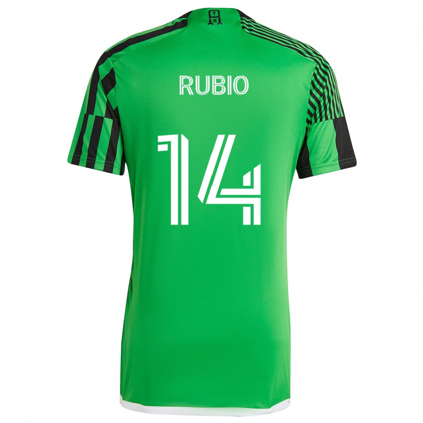 Kandiny Niño Camiseta Diego Rubio #14 Verde Negro 1ª Equipación 2024/25 La Camisa Chile