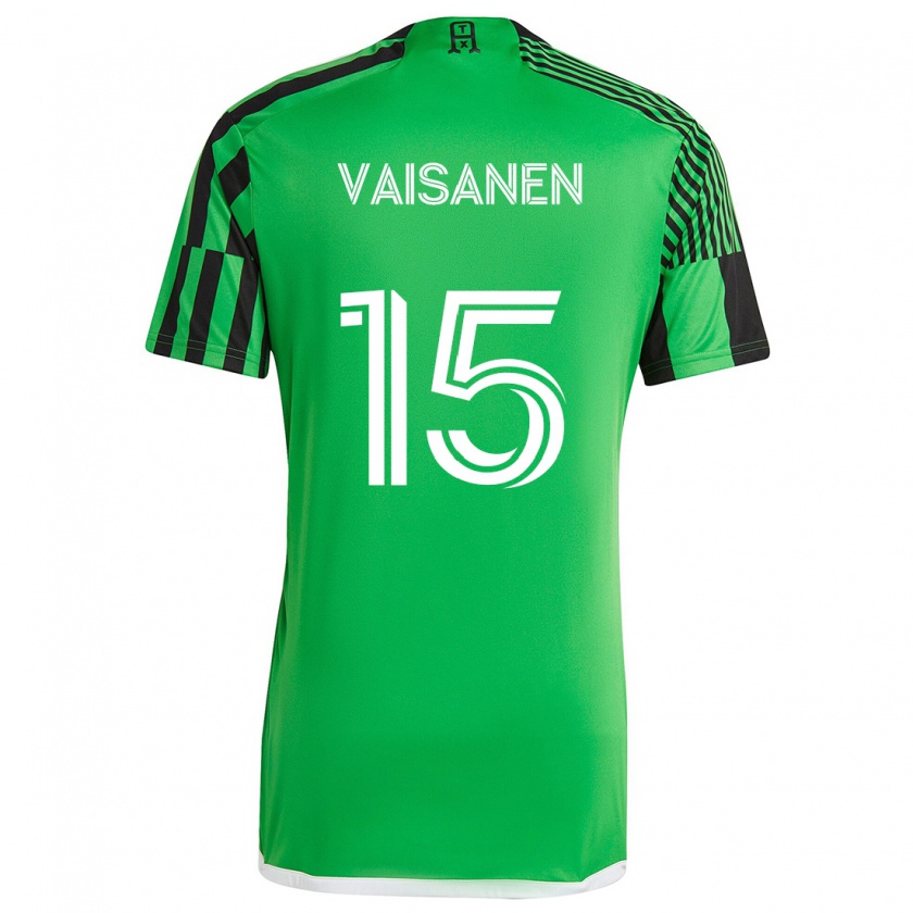 Kandiny Niño Camiseta Leo Väisänen #15 Verde Negro 1ª Equipación 2024/25 La Camisa Chile