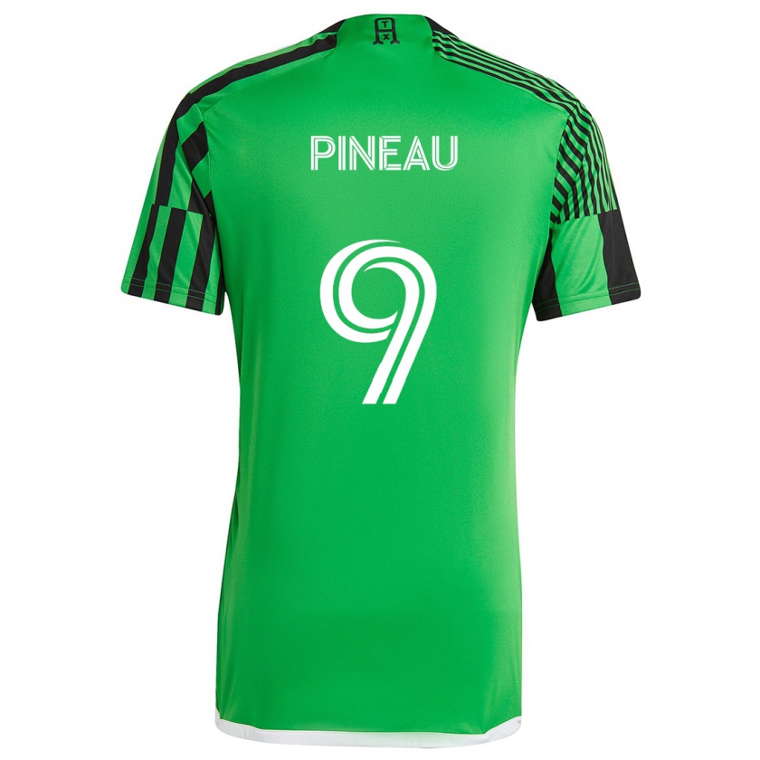 Kandiny Niño Camiseta Sebastien Pineau #9 Verde Negro 1ª Equipación 2024/25 La Camisa Chile