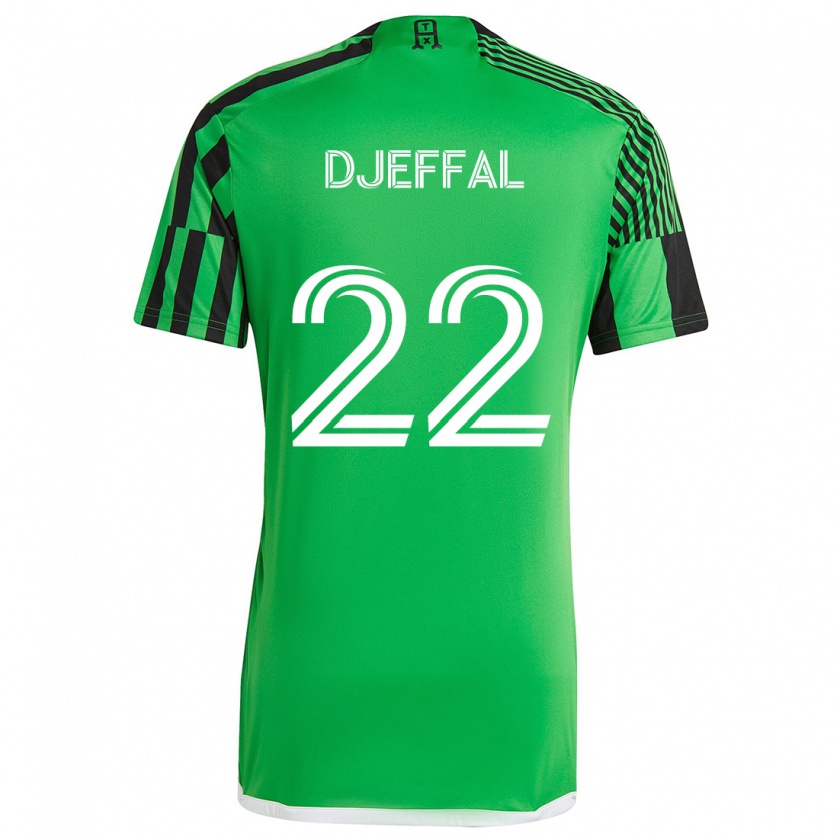 Kandiny Niño Camiseta Sofiane Djeffal #22 Verde Negro 1ª Equipación 2024/25 La Camisa Chile