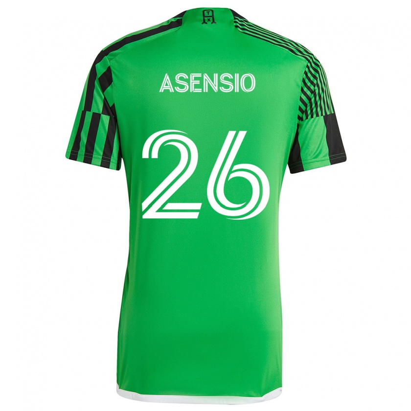 Kandiny Niño Camiseta Charlie Asensio #26 Verde Negro 1ª Equipación 2024/25 La Camisa Chile