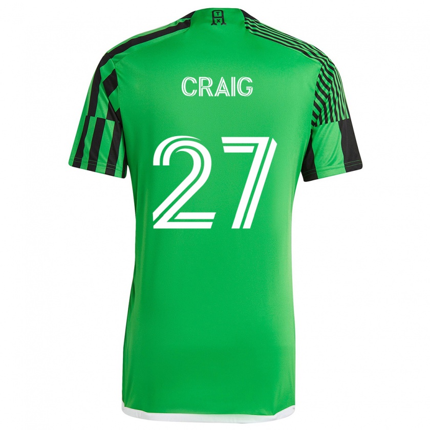 Kandiny Niño Camiseta Brandan Craig #27 Verde Negro 1ª Equipación 2024/25 La Camisa Chile