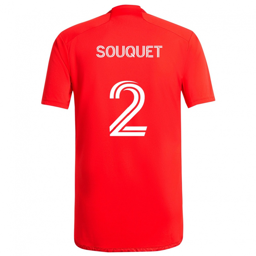 Kandiny Niño Camiseta Arnaud Souquet #2 Rojo Blanco 1ª Equipación 2024/25 La Camisa Chile