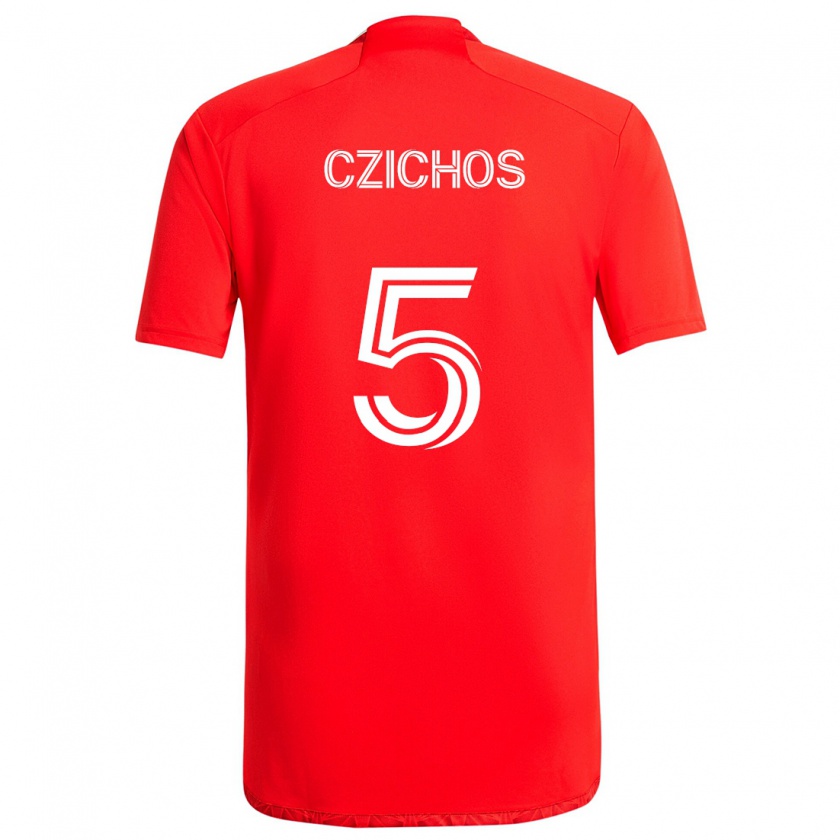 Kandiny Niño Camiseta Rafael Czichos #5 Rojo Blanco 1ª Equipación 2024/25 La Camisa Chile