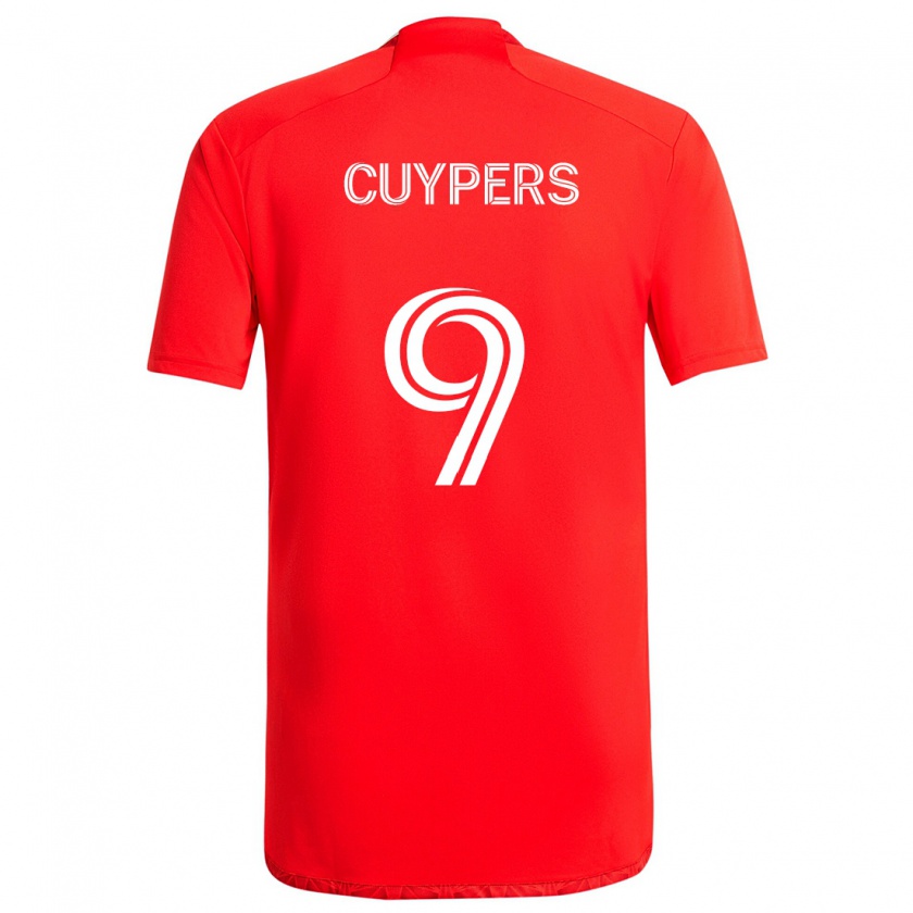 Kandiny Niño Camiseta Hugo Cuypers #9 Rojo Blanco 1ª Equipación 2024/25 La Camisa Chile