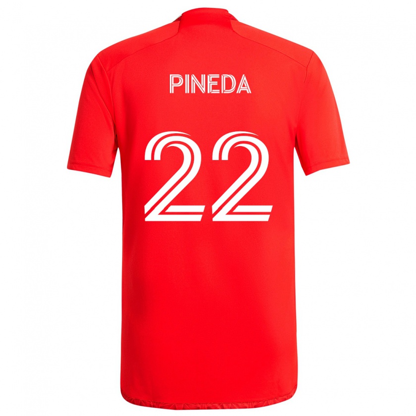 Kandiny Niño Camiseta Mauricio Pineda #22 Rojo Blanco 1ª Equipación 2024/25 La Camisa Chile