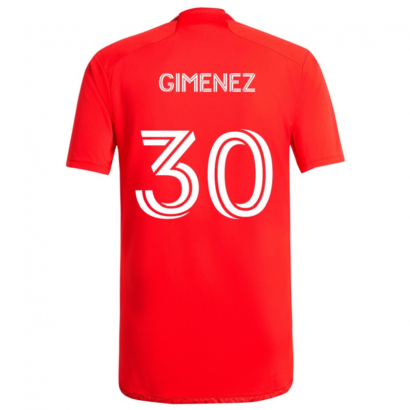 Kandiny Niño Camiseta Gastón Giménez #30 Rojo Blanco 1ª Equipación 2024/25 La Camisa Chile