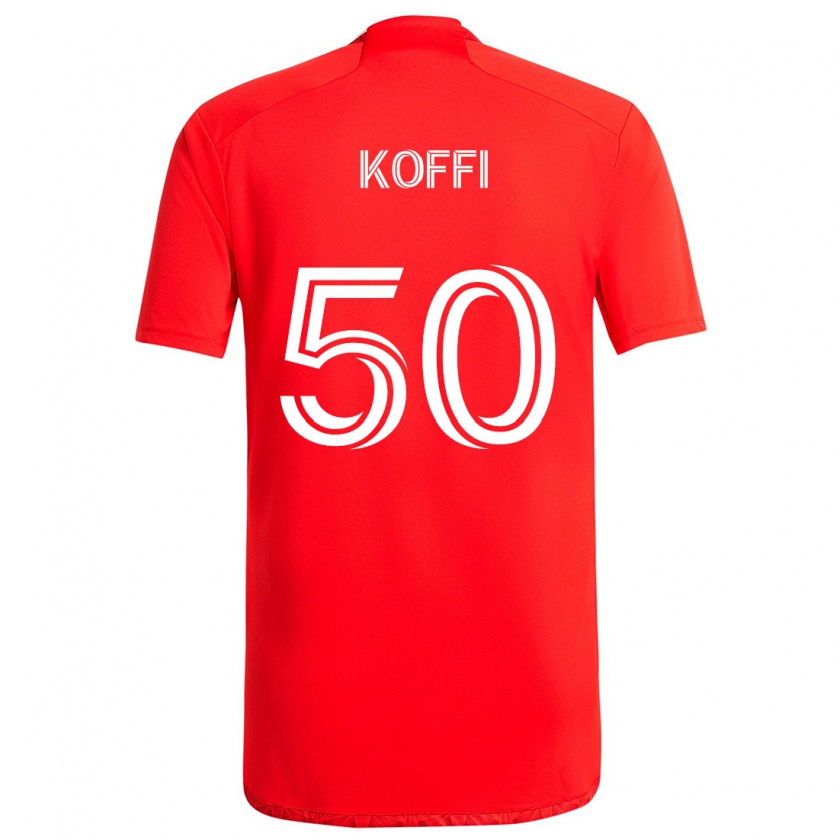 Kandiny Niño Camiseta Christian Koffi #50 Rojo Blanco 1ª Equipación 2024/25 La Camisa Chile