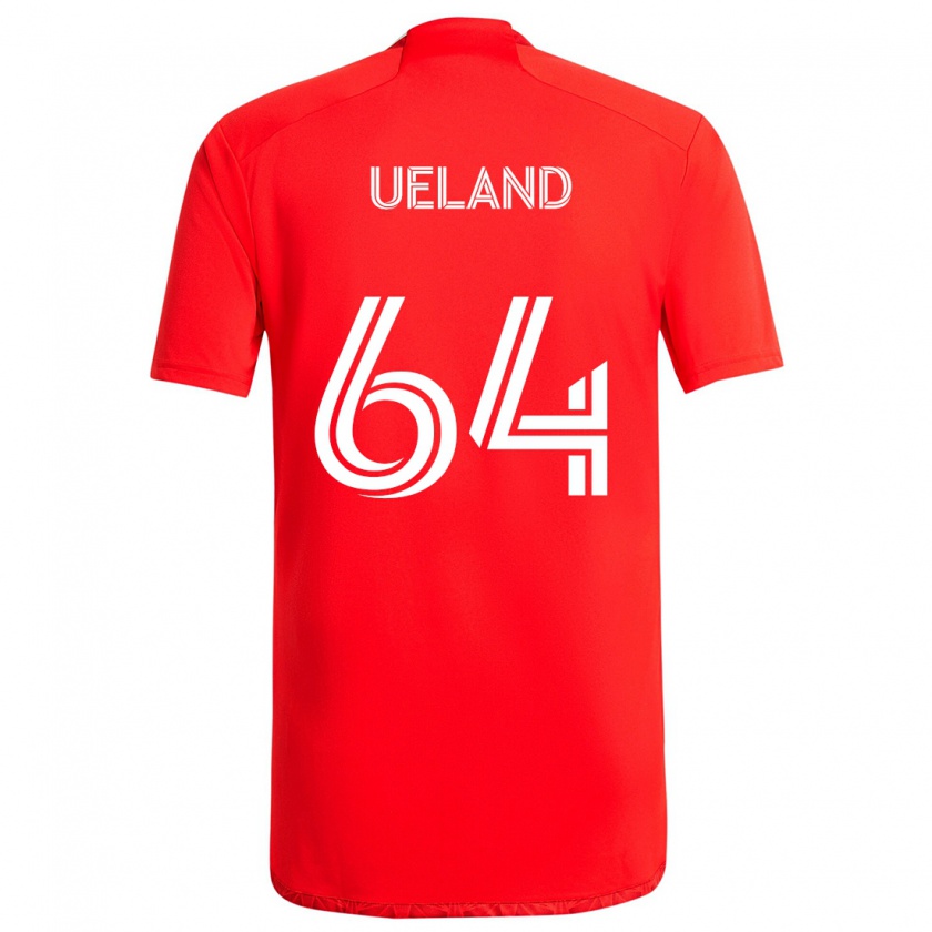 Kandiny Niño Camiseta Andreas Ueland #64 Rojo Blanco 1ª Equipación 2024/25 La Camisa Chile