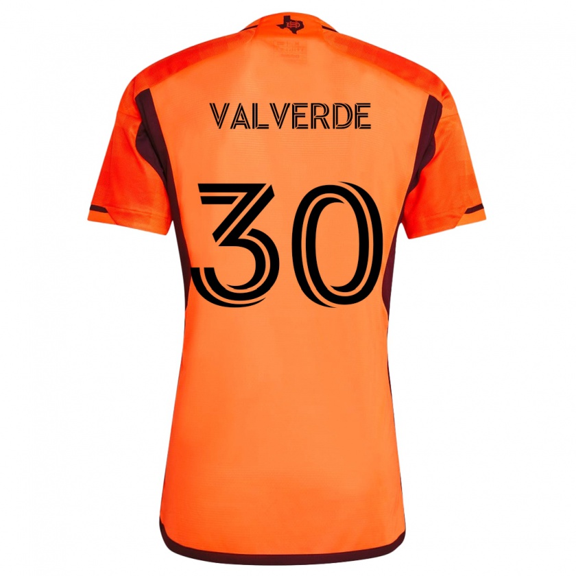 Kandiny Niño Camiseta Jefferson Valverde #30 Naranja Negro 1ª Equipación 2024/25 La Camisa Chile