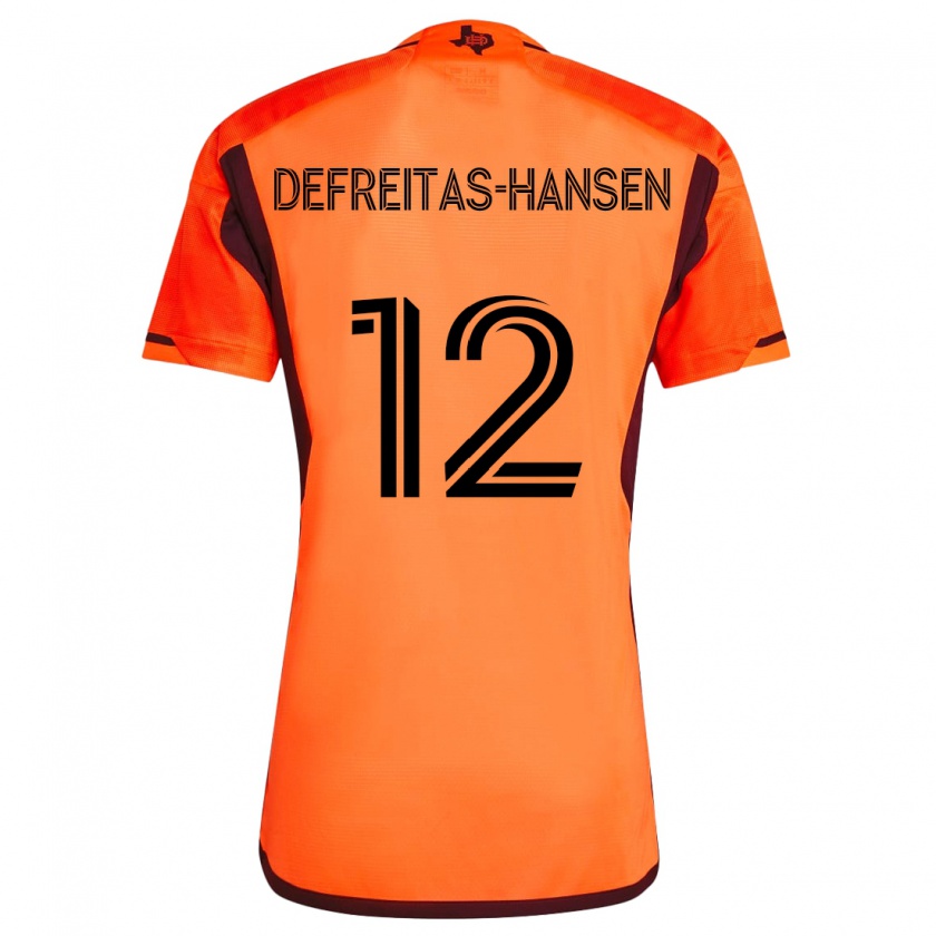 Kandiny Niño Camiseta Nicholas Defreitas-Hansen #12 Naranja Negro 1ª Equipación 2024/25 La Camisa Chile