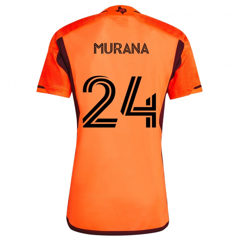 Kandiny Niño Camiseta Mujeeb Murana #24 Naranja Negro 1ª Equipación 2024/25 La Camisa Chile