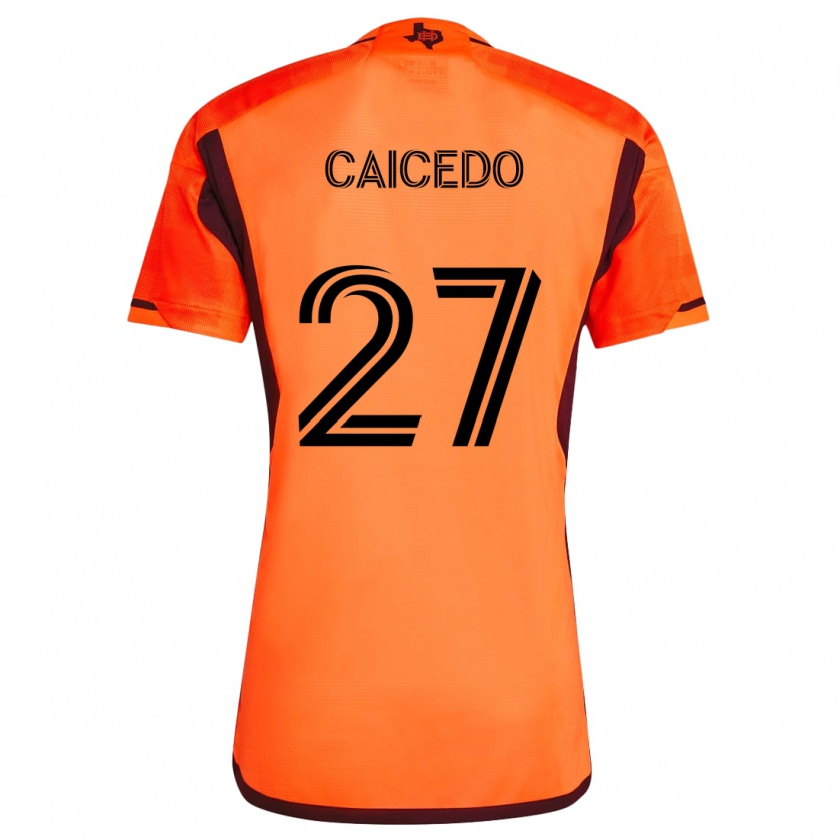 Kandiny Niño Camiseta Luis Caicedo #27 Naranja Negro 1ª Equipación 2024/25 La Camisa Chile