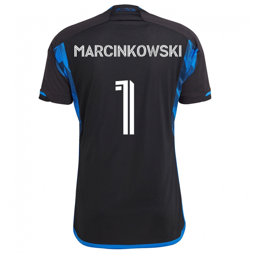 Kandiny Niño Camiseta Jt Marcinkowski #1 Azul Negro 1ª Equipación 2024/25 La Camisa Chile