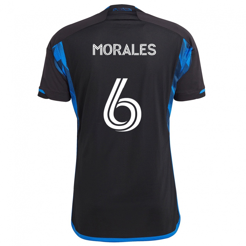 Kandiny Niño Camiseta Alfredo Morales #6 Azul Negro 1ª Equipación 2024/25 La Camisa Chile